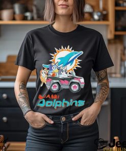 Bluey Bingo and Muffin in the car Miami Dolphins NFL 2024 shirt