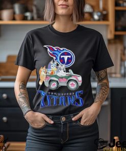 Bluey Bingo and Muffin in the car Tennessee Titans NFL 2024 shirt