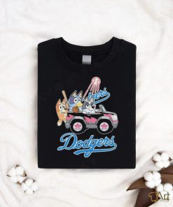 Bluey Characters Driving Car Los Angeles Dodgers shirt