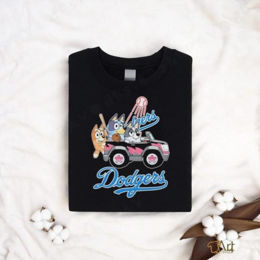 Bluey Characters Driving Car Los Angeles Dodgers shirt