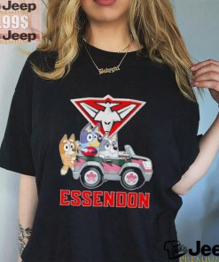 Bluey fun in the car Essendon shirt