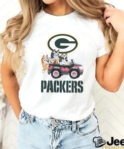 Bluey fun in the car with Green Bay Packers football shirt