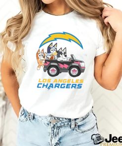 Bluey fun in the car with Los Angeles Chargers football shirt