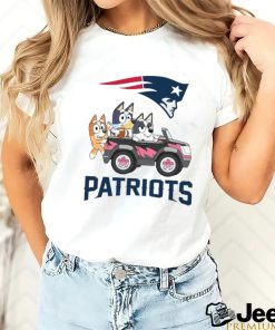 Bluey fun in the car with New England Patriots football shirt