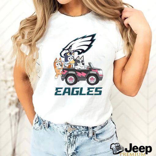 Bluey fun in the car with Philadelphia Eagles football shirt