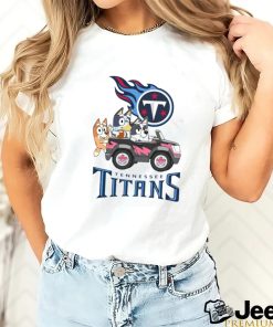 Bluey fun in the car with Tennessee Titans football shirt