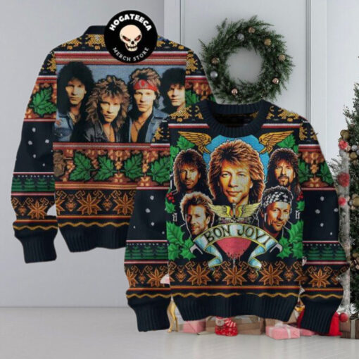 Bon Jovi Rock Band Christmas Sweater Chirstmas Gifts 2024 Xmas For Family And Friends Ugly Sweater