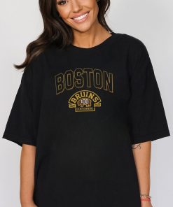 Boston Bruins Logo 1924 2024 Centennial Lock Up Shirt Black