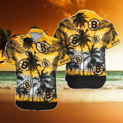 Boston Bruins NHL Hawaii Coconut And Logo Full Printed Hawaiian Shirt