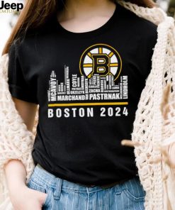 Boston Bruins ice hockey names player skyline logo 2024 shirt