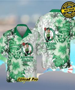 Boston Celtics Hawaiian Shirt Hibiscus Flower Pattern