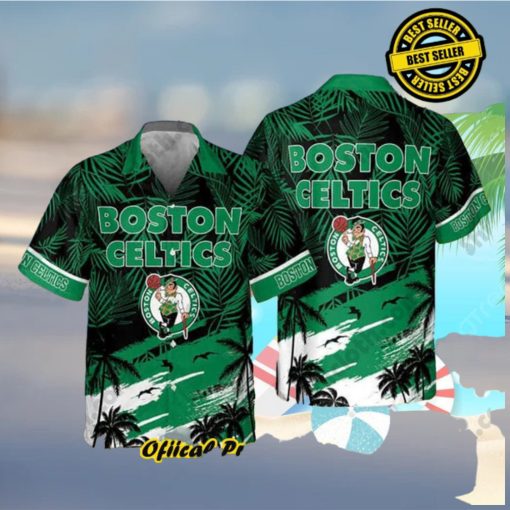 Boston Celtics Hawaiian Shirt Palm Leaves Pattern Beach Gift For Friend