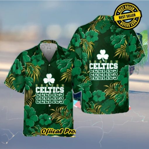 Boston Celtics Hibiscus And Tree Tropical Pattern Print Hawaiian Shirt