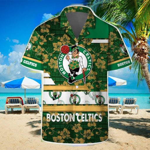 Boston Celtics Logo Pattern Vintage Aloha Hawaiian Shirts And Beach Shorts