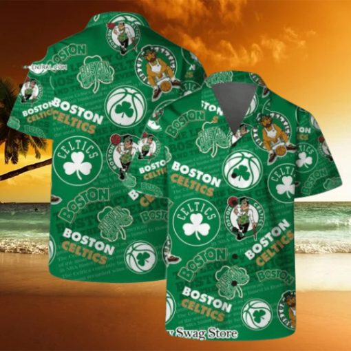 Boston Celtics NBA Team Logo Basketball Stars Pattern Hawaiian Set