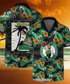 Boston Celtics NBA Team Logo Floral Leaf Pattern Hawaiian Set