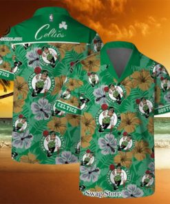 Boston Celtics NBA Team Logo Hawaiian Set Vintage Pattern