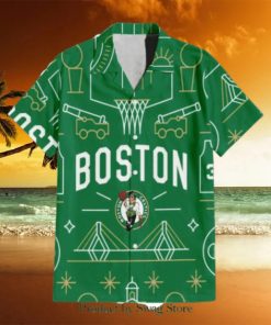 Boston Celtics NBA Team Logo Illustration Design Hawaiian Set