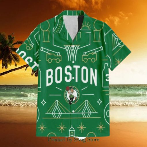 Boston Celtics NBA Team Logo Illustration Design Hawaiian Set