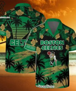 Boston Celtics NBA Team Logo Summer Vibes Pattern Hawaiian Set