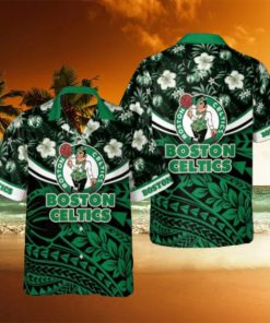 Boston Celtics National National Basketball Association Polynesian Pattern All Over Print Hawaiian Set