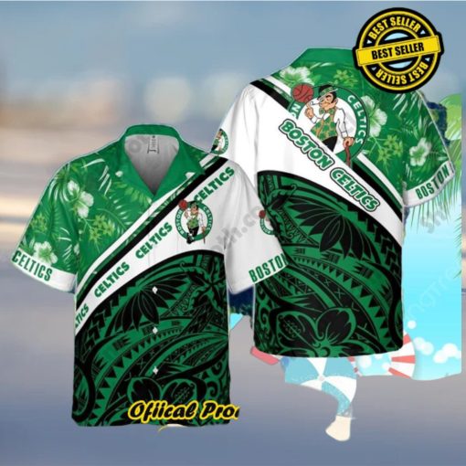 Boston Celtics Polynesian Pattern National National Basketball Association Hawaiian Shirt