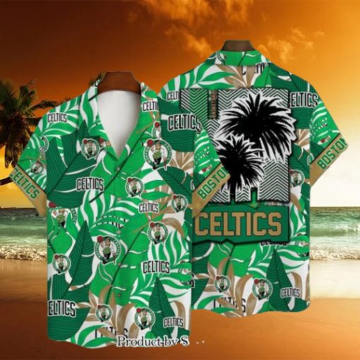 Boston Celtics Team Logo Coconut Tree Pattern Hawaiian Set