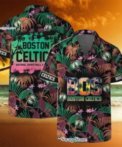 Boston Celtics Team Logo Pattern Aloha Colorful Hawaiian Set