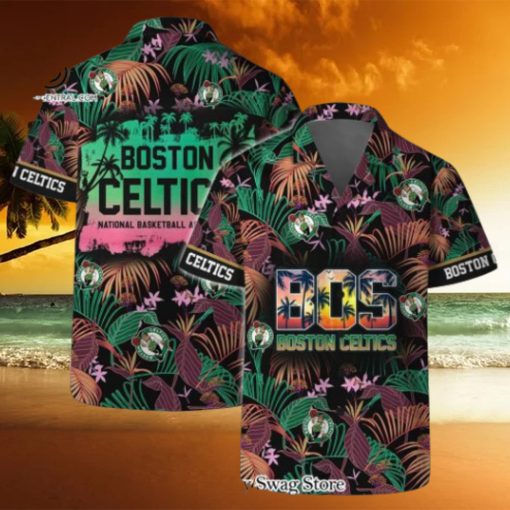 Boston Celtics Team Logo Pattern Aloha Colorful Hawaiian Set