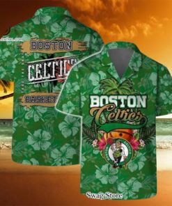 Boston Celtics Team Logo Pattern Retro Hawaiian Set