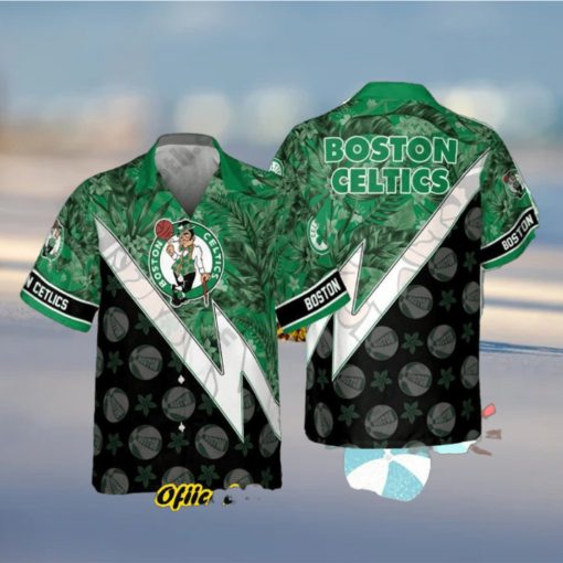 Boston Celtics Tropical And Basketball Pattern Print Hawaiian Shirt