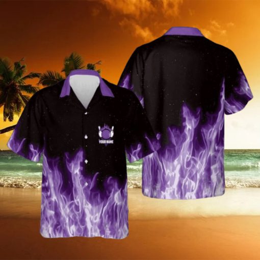 Bowling Purple Flame Magic Fire Personalized Hawaiian Shirt