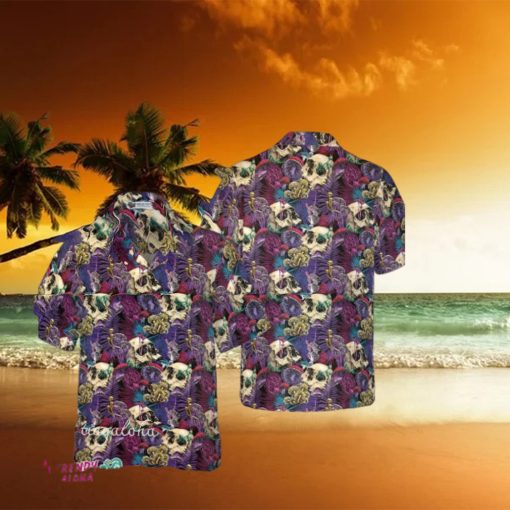 Bright Magic Psychedelic Mushrooms And Skulls Hawaiian Shirt