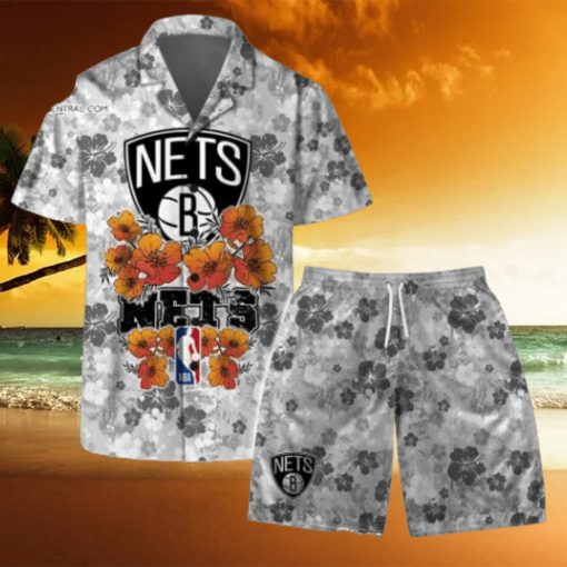 Brooklyn Nets NBA Aloha Summer Logo Team And Pattern Hawaiian Set