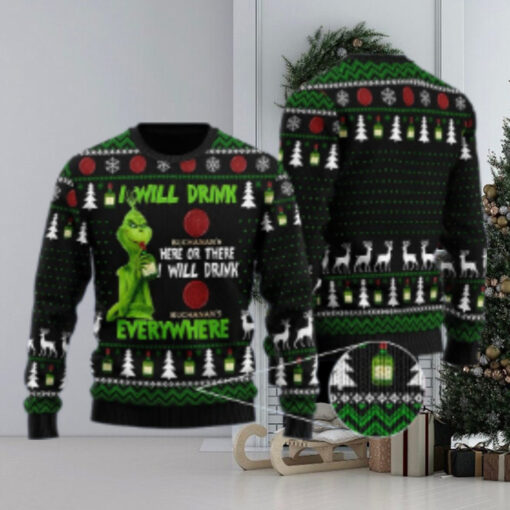 Buchanan Grinch Will Drink Everywhere Ugly Sweater