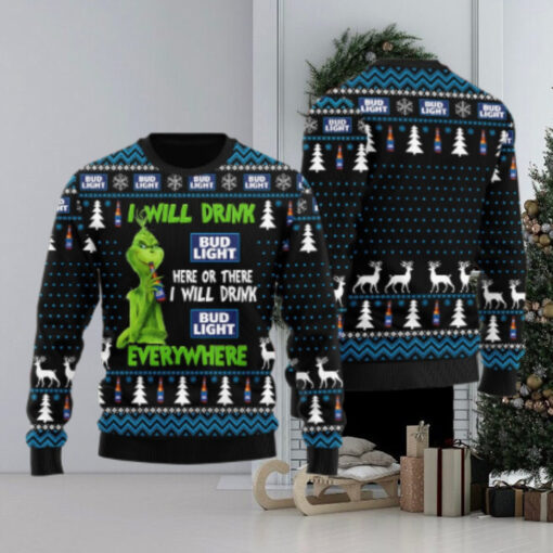 Bud Light Grinch Will Drink Everywhere Ugly Sweater