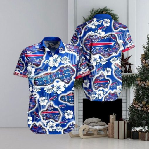 Buffalo Bills Flower Ashed Hawaiian Shirt