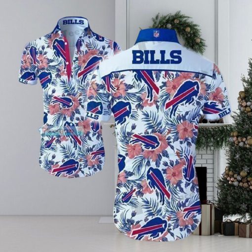 Buffalo Bills White Floral Pattern Hawaiian Shirt