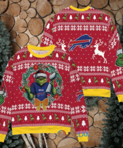 Buffalo Bills x Grinch NFL Dr. Seuss How the Grinch Stole Christmas with Super Bowl Trophy Ugly Christmas Sweater Red