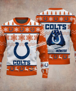 Build The Monster Indianapolis Colts Orange Ugliest Ugly Christmas Sweater