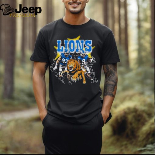 Burning Flame Detroit Football Lions Running Players shirt