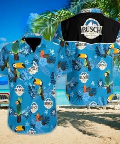 Busch Light Hawaiian Shirt Bird And Tropical Flower Pattern