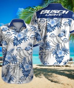 Busch Light Hawaiian Shirt Blue Tropical Floral