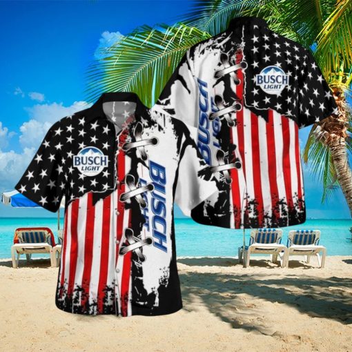 Busch Light Hawaiian Shirt Special American Flag