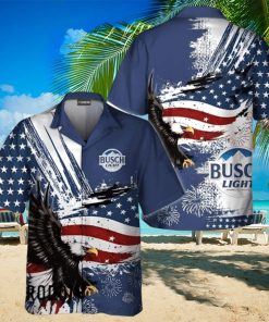 Busch Light Hawaiian Shirt US Flag And Eagle 4 Of July Independence Day