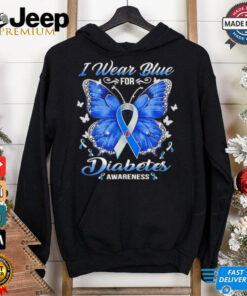 Butterfly I wear blue for Diabetes Awareness shirt