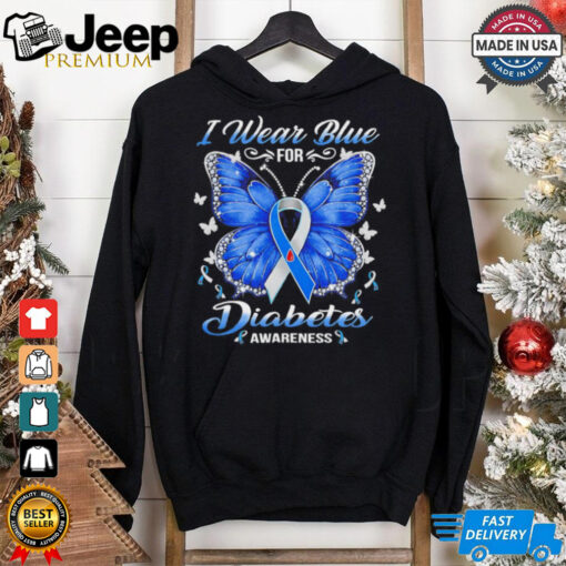 Butterfly I wear blue for Diabetes Awareness shirt