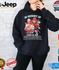 Calgary Flames In Memory Of Johnny Gaudreau August 29, 2024 Thank You For The Memories Signature Shirt