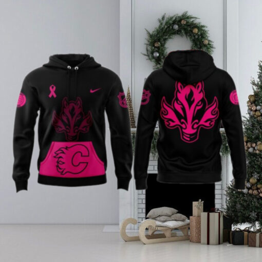 Calgary Flames NHL Crucial Catch Breast Cancer 2024 Hoodie