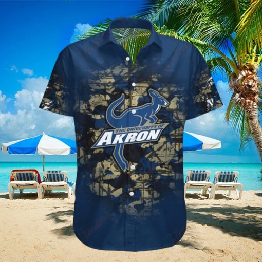 Camouflage Vintage Hawaiian Shirt, Akron Zips, NCAA Keepsake